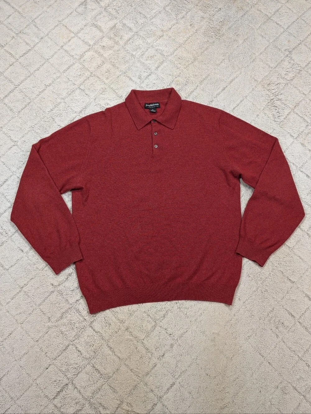 Joseph & Lyman Sweater Mens XL Red Maroon Polo Cashmere Casual Preppy